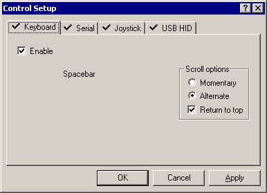 Keyboard setup dialog